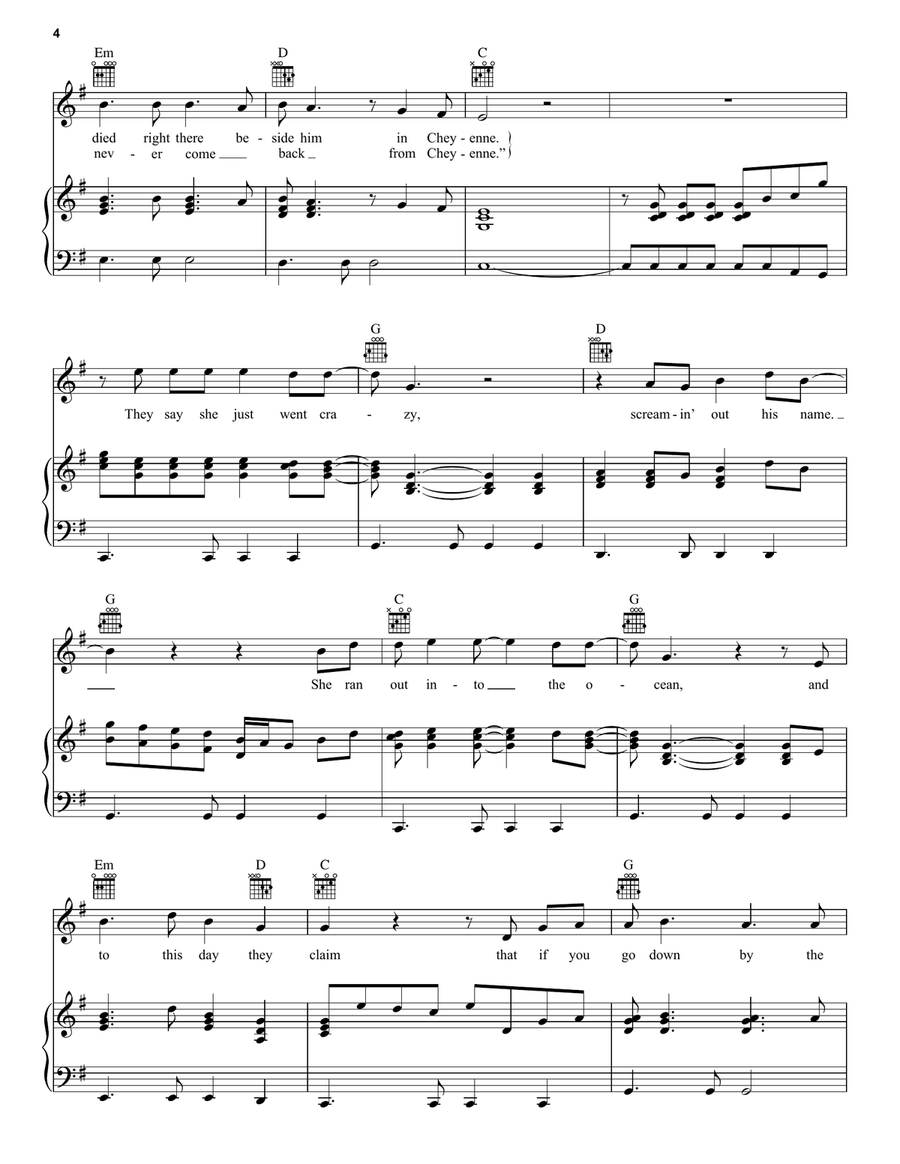 The Beaches Of Cheyenne The Beaches Of Cheyenne Piano, Vocal, Guitar scores gallery preview page 4