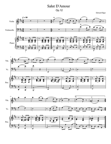 Edward Elgar - Salut D'amour Op.12 - Arr.For String and Piano Trio