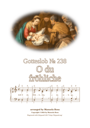 O du fröhliche (Gotteslob 238 easy organ manualiter; Orgel leicht gesetzt)