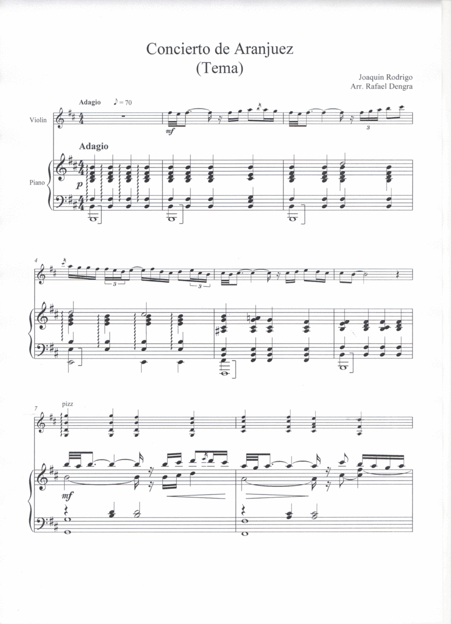 Tema del Concierto de Aranjuez - Violin&Piano (arr. Rafael Dengra) Violin Solo scores gallery preview page 1