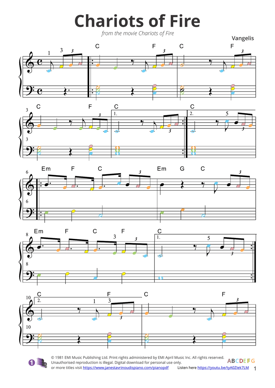 Chariots Of Fire Chariots Of Fire Easy Piano scores gallery preview page 4