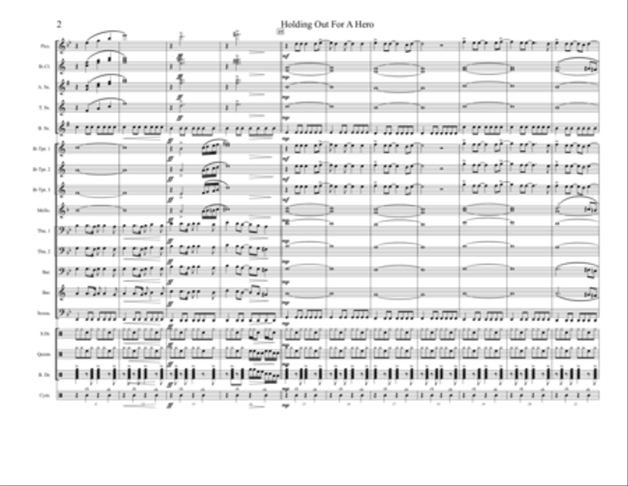 Holding Out For A Hero - Score Only Marching Band scores gallery preview page 2