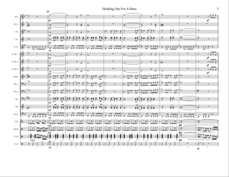 Holding Out For A Hero - Score Only Marching Band scores gallery preview page 3