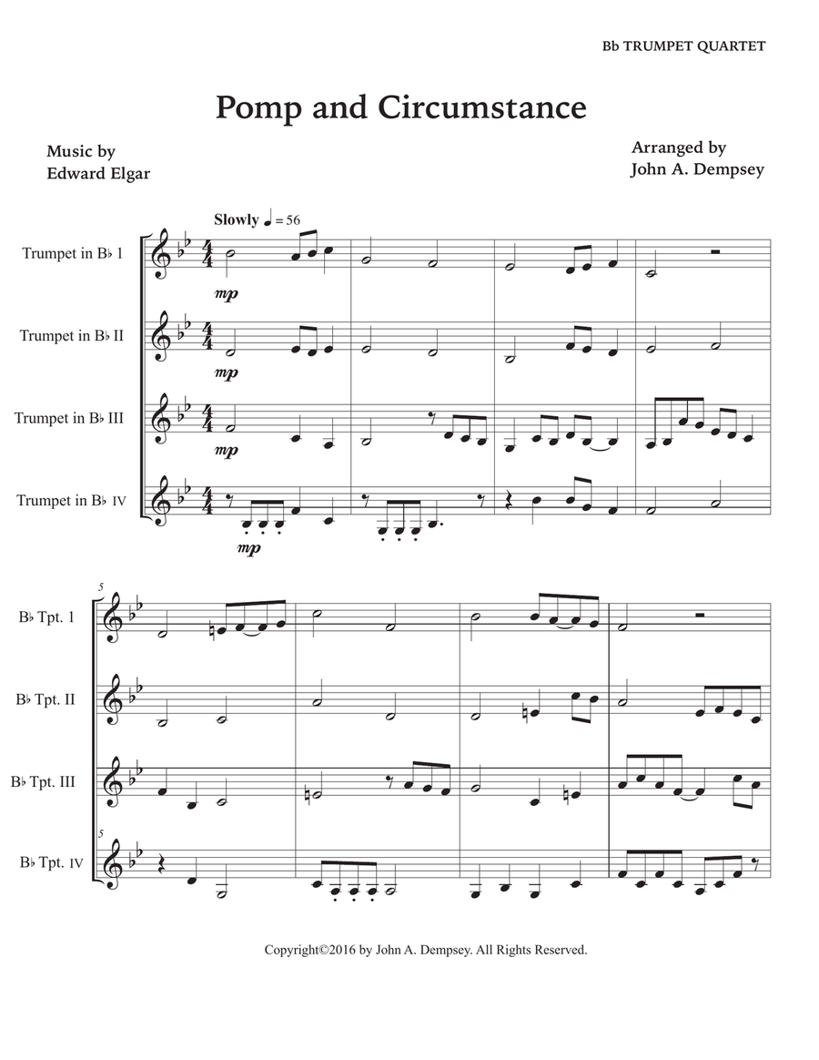 Pomp and Circumstance (Trumpet Quartet) Brass Quartet scores gallery preview page 5