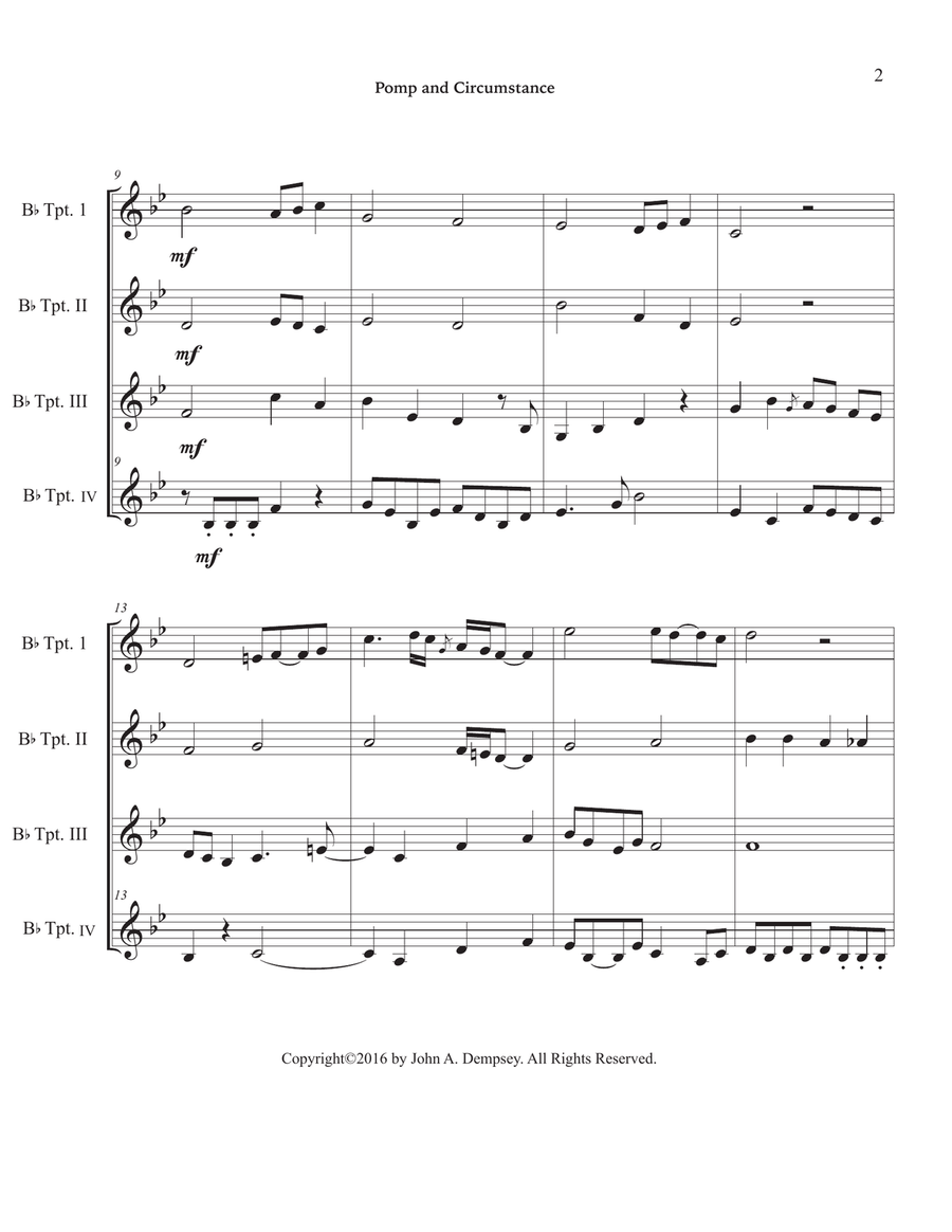 Pomp and Circumstance (Trumpet Quartet) Brass Quartet scores gallery preview page 6