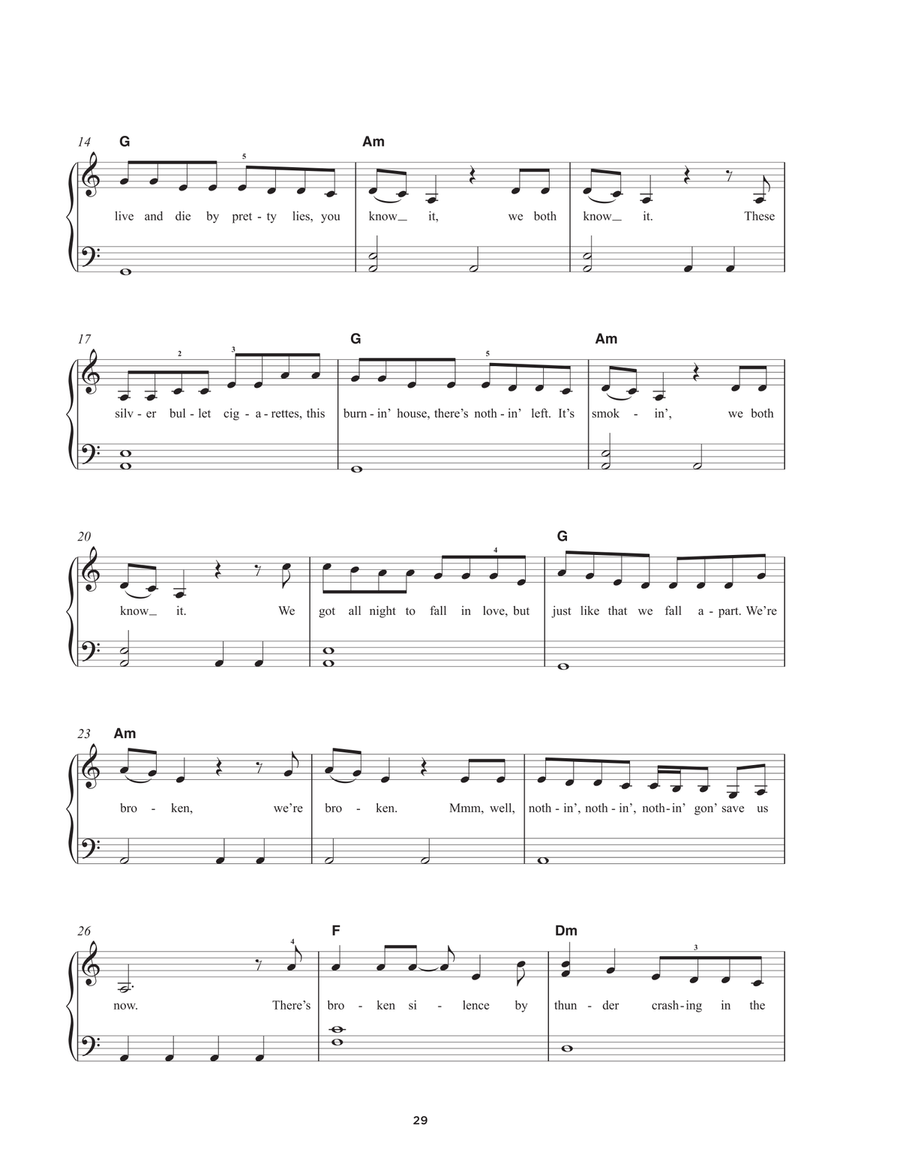 Nothing Breaks Like A Heart (feat. Miley Cyrus) Easy Piano scores gallery preview page 2