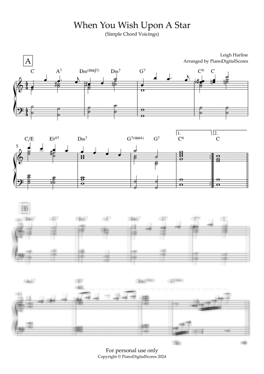 When You Wish Upon A Star Piano Solo scores gallery preview page 1