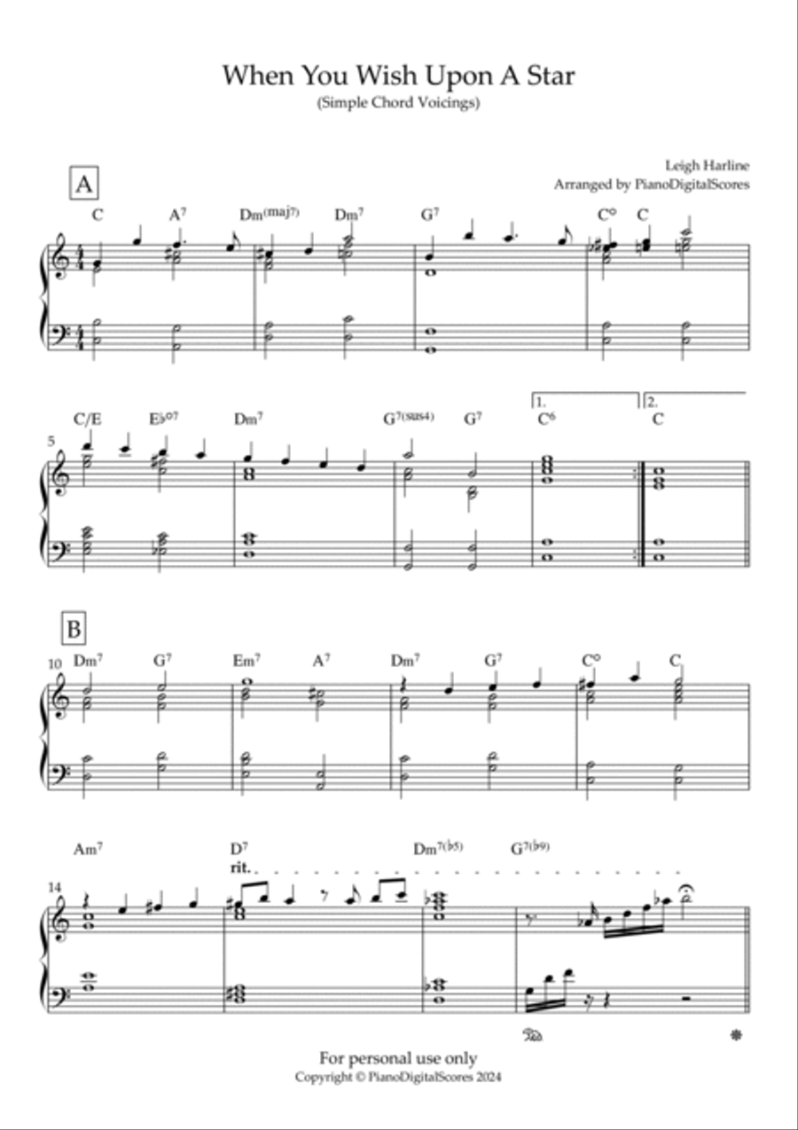 When You Wish Upon A Star Piano Solo scores gallery preview page 2