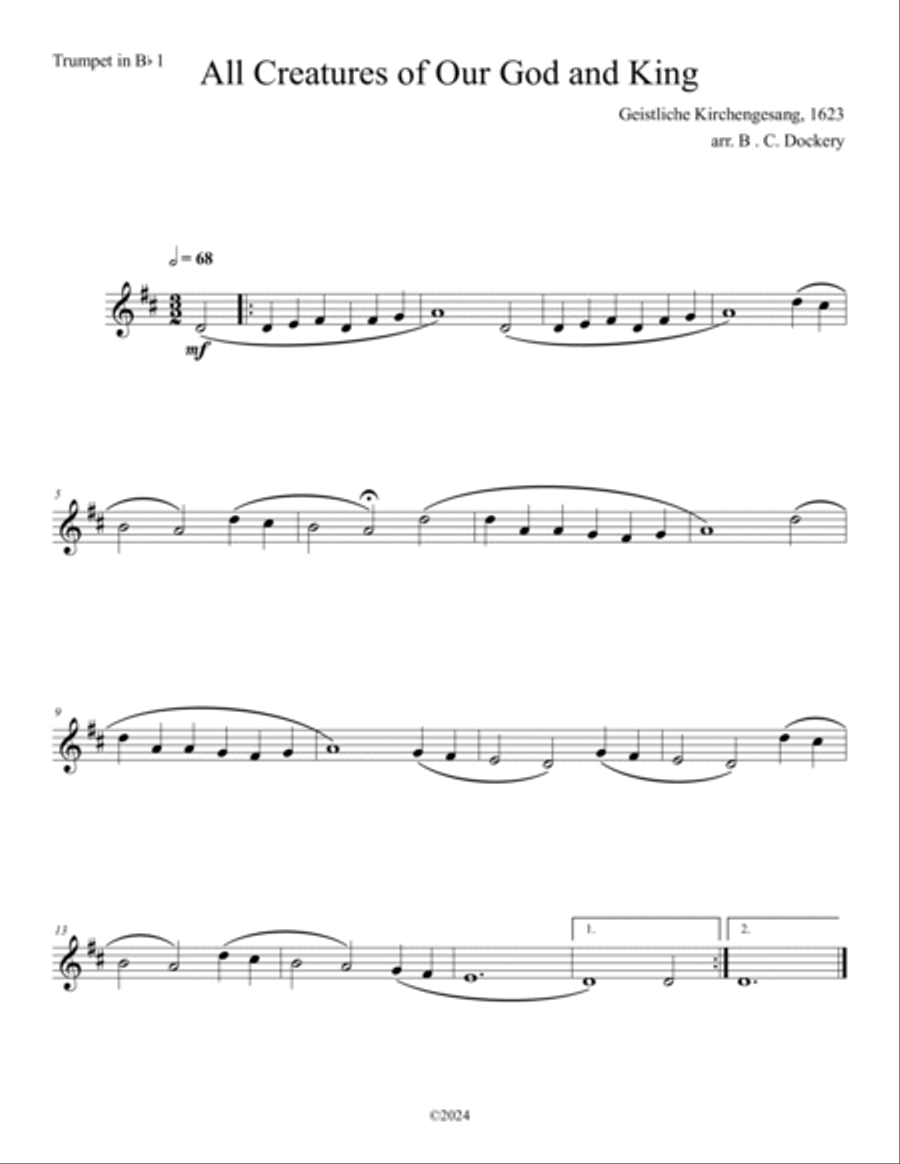 All Creatures of Our God and King (Trumpet Duet with Piano Accompaniment) Trumpet Duet scores gallery preview page 3