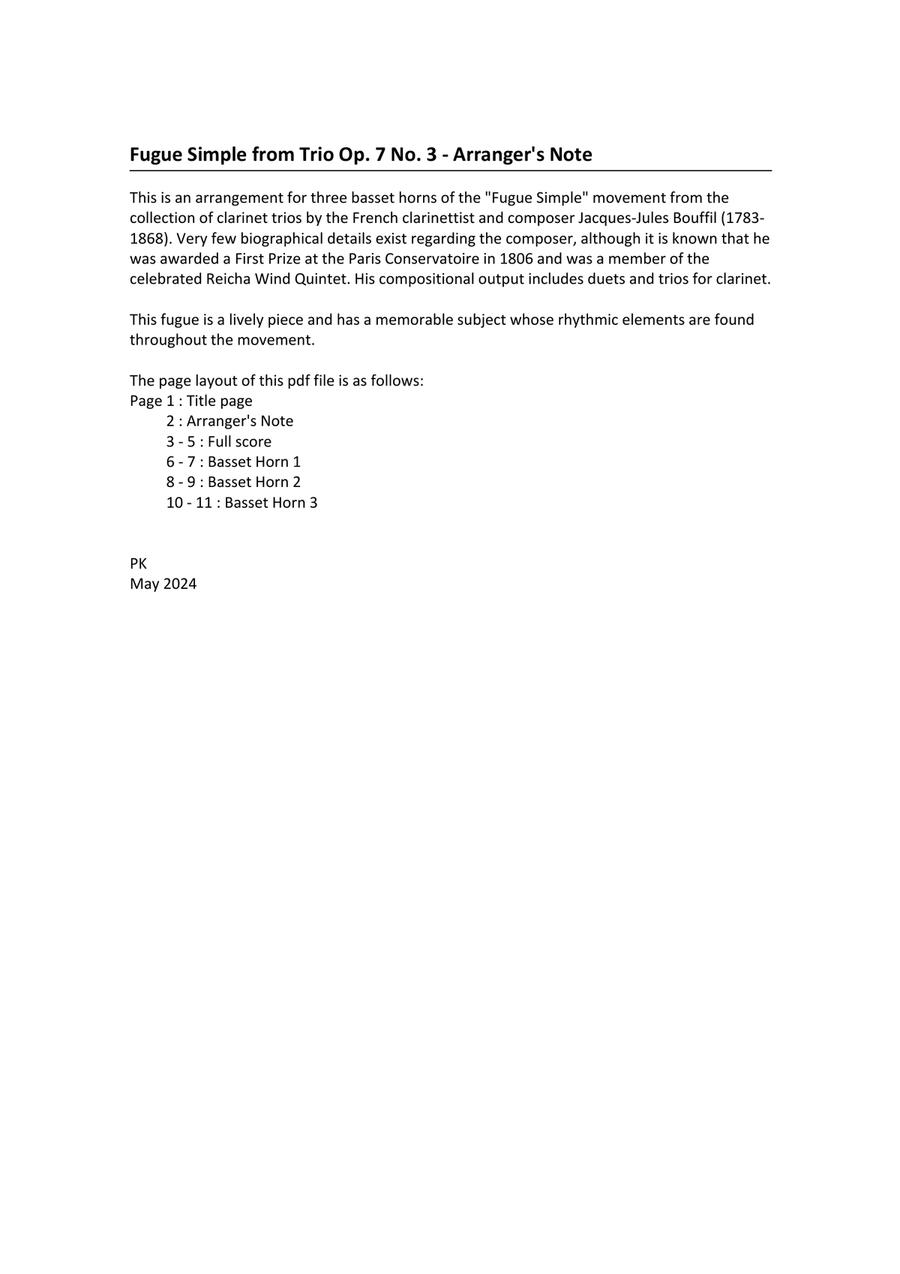 Fugue Simple (Three Basset Horns) Woodwind Trio scores gallery preview page 2
