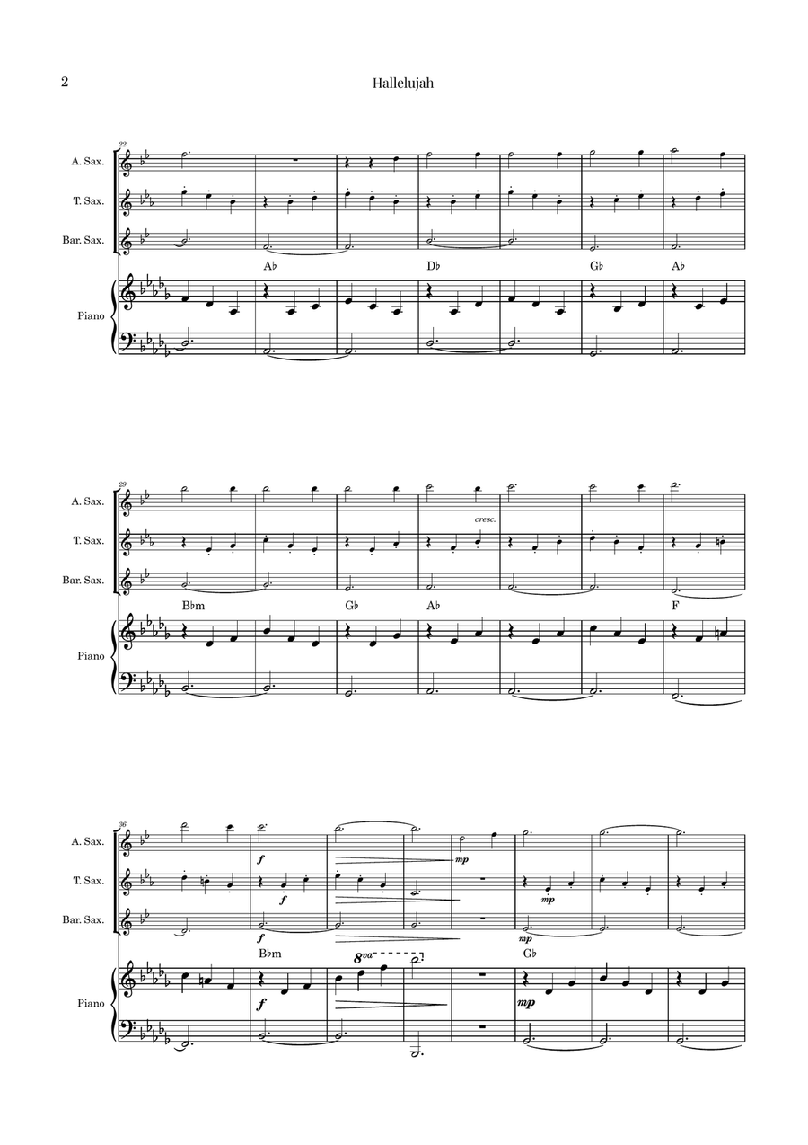 Hallelujah Woodwind Trio scores gallery preview page 2