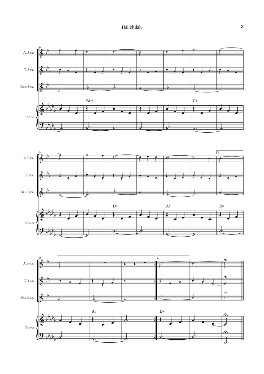 Hallelujah Woodwind Trio scores gallery preview page 3