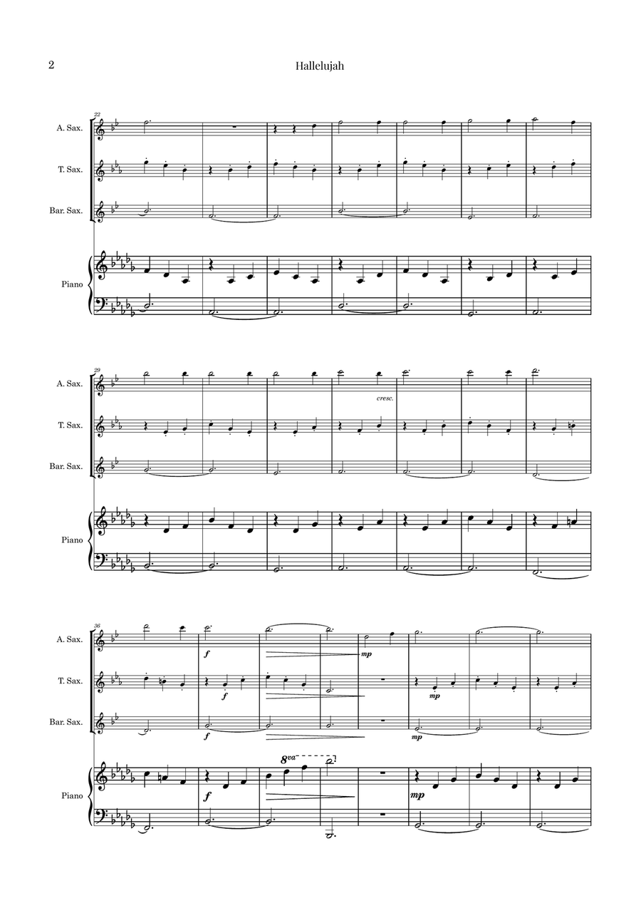 Hallelujah Woodwind Trio scores gallery preview page 2