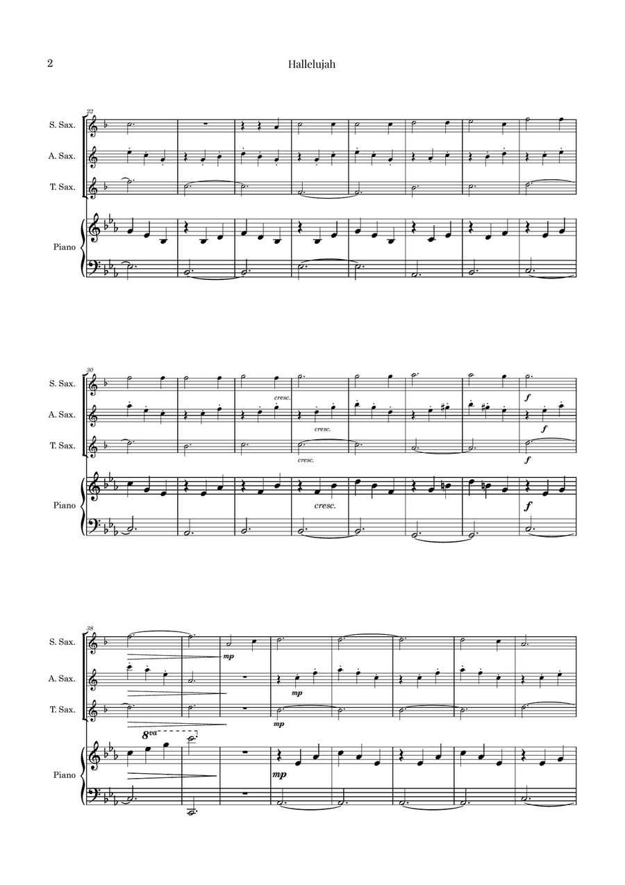 Hallelujah Woodwind Trio scores gallery preview page 2