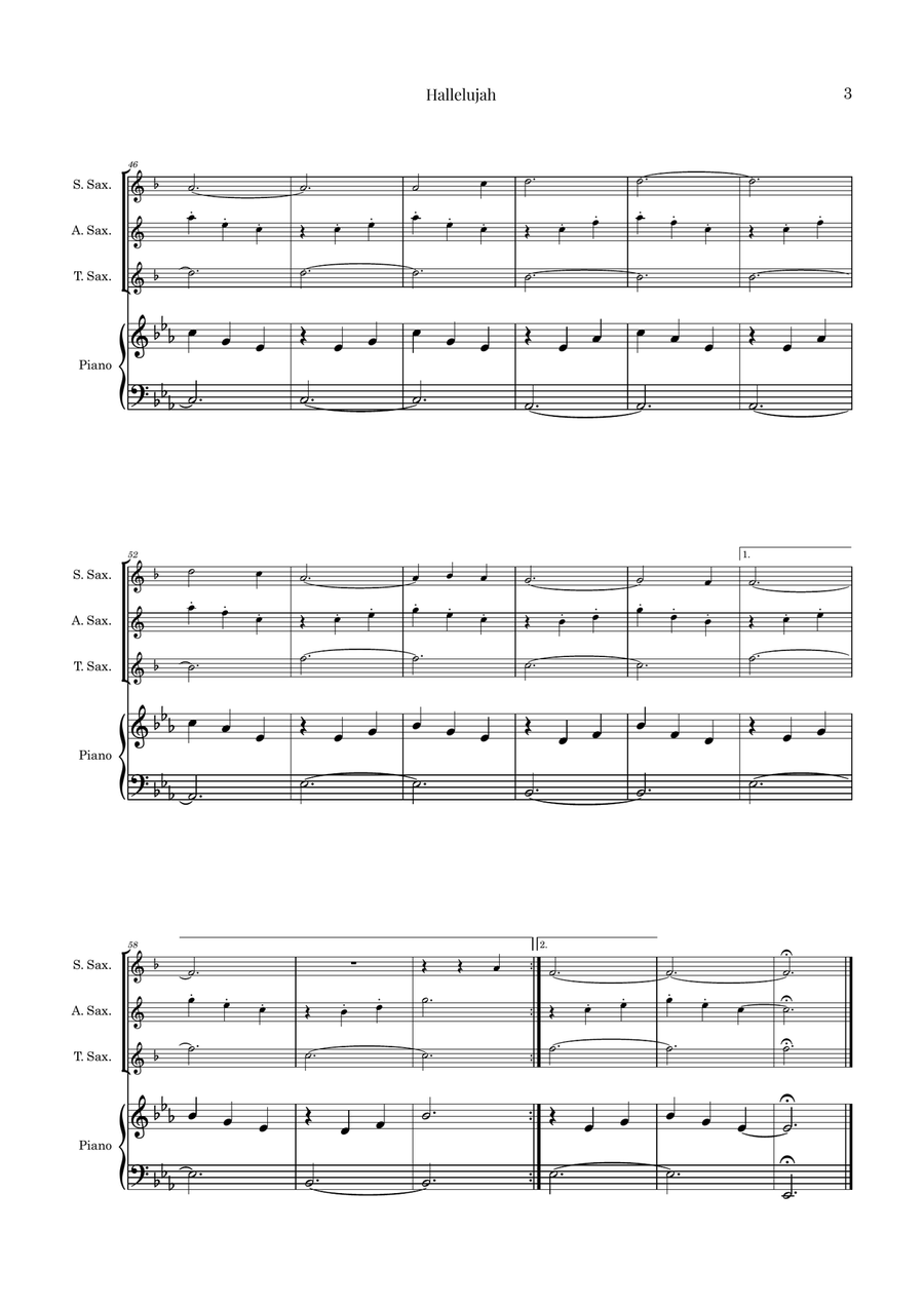 Hallelujah Woodwind Trio scores gallery preview page 3