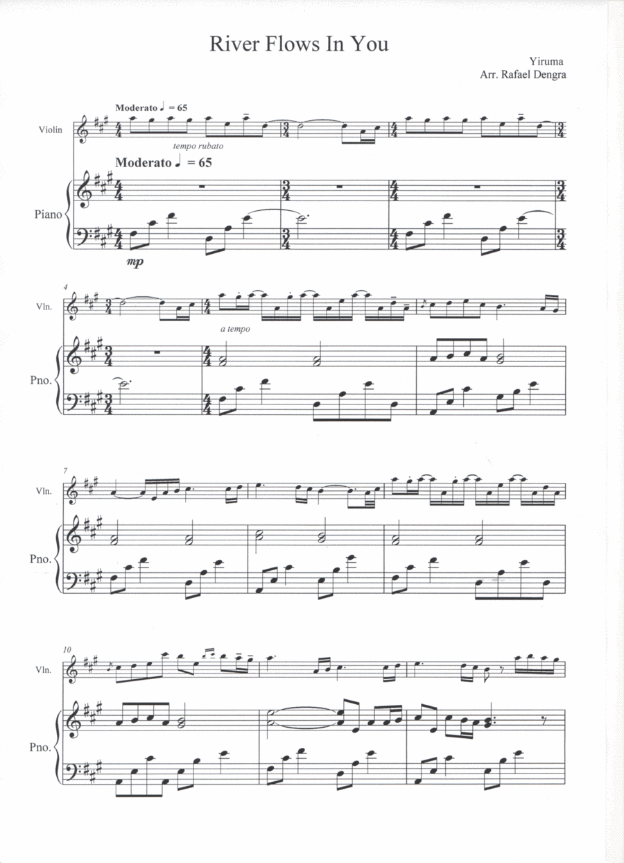 River Flows in You - Violin & Piano - Arr. Rafael Dengra Violin Solo scores gallery preview page 1