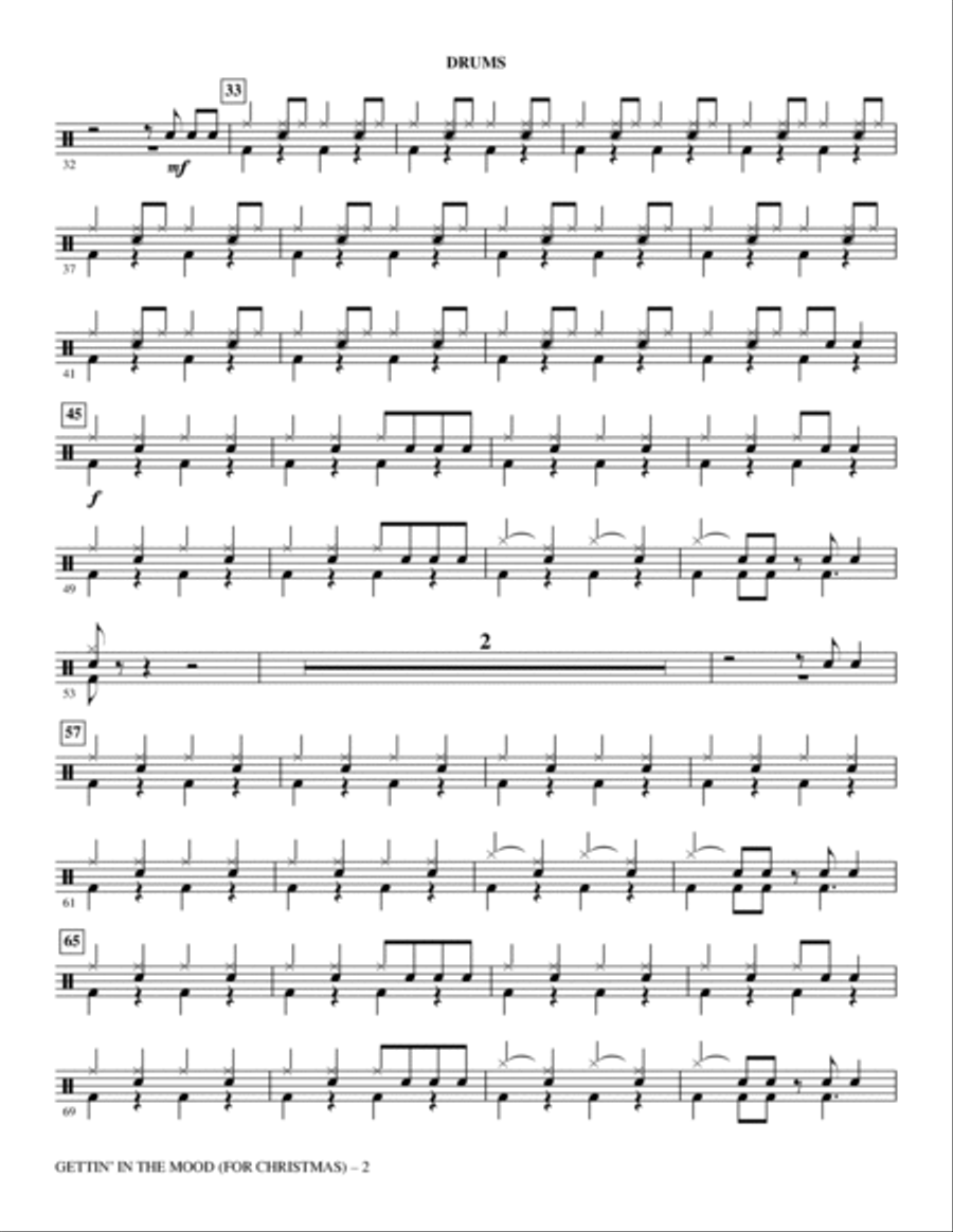 Gettin' in the Mood (For Christmas) (arr. Roger Emerson) - Drums Choir scores gallery preview page 2