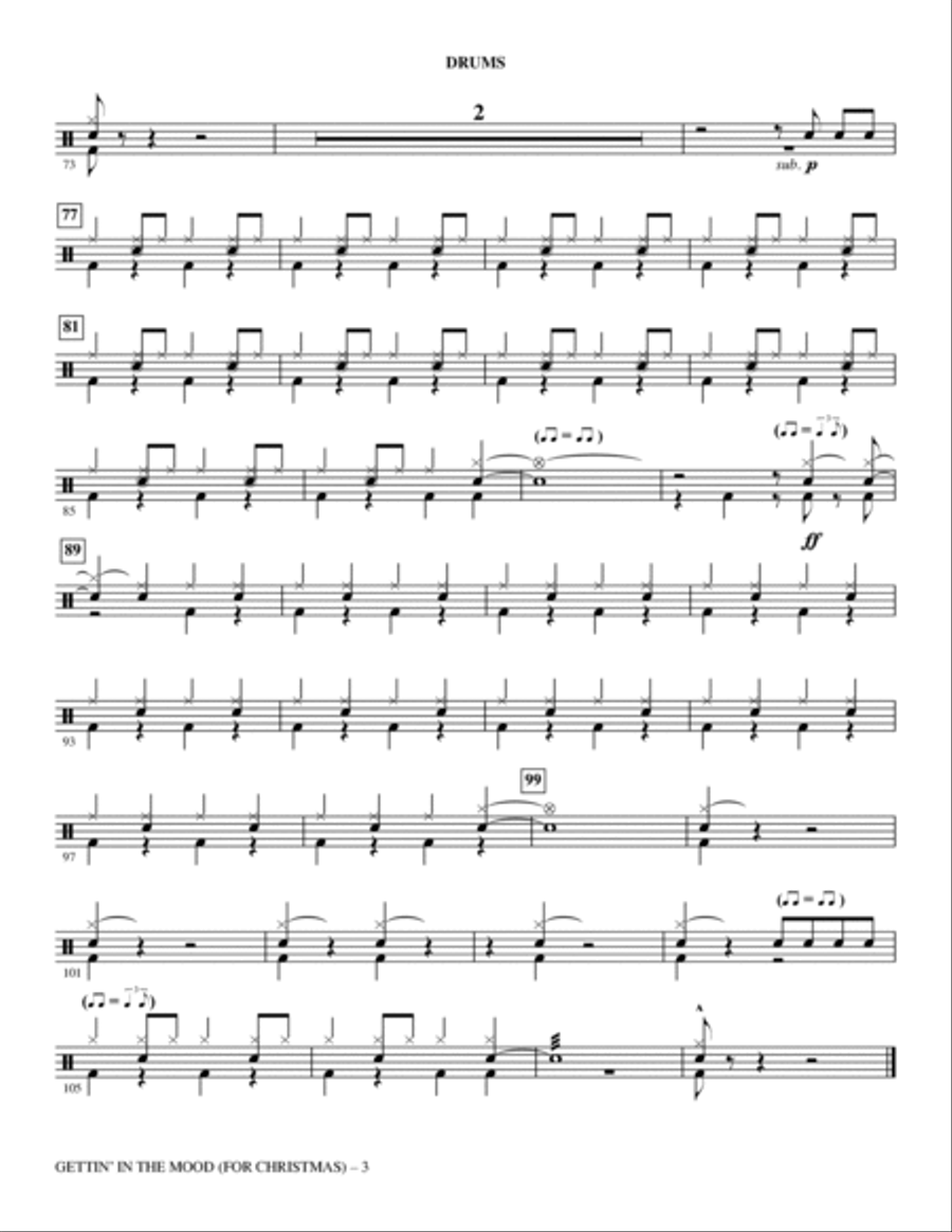 Gettin' in the Mood (For Christmas) (arr. Roger Emerson) - Drums Choir scores gallery preview page 3
