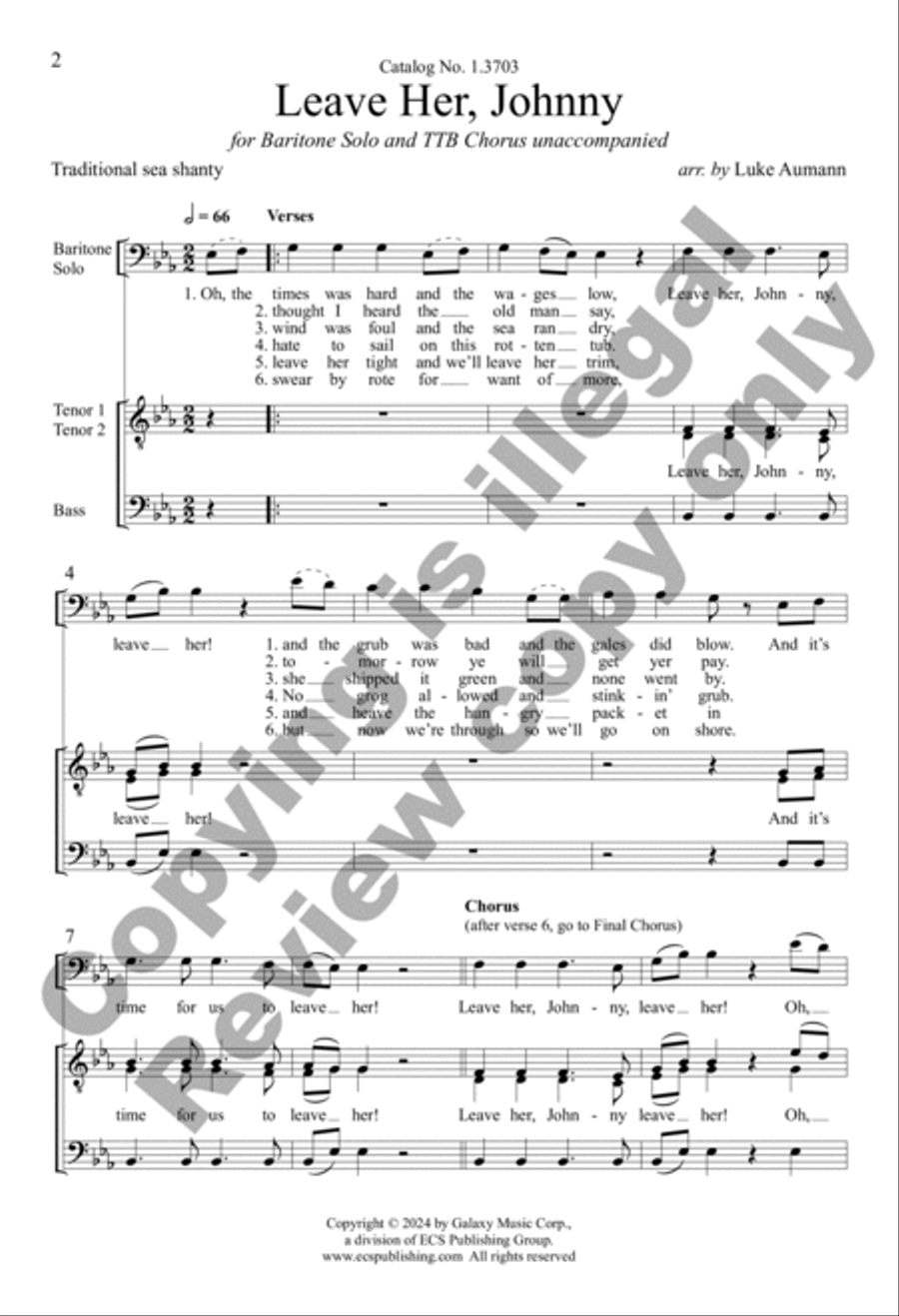 Leave Her, Johnny Leave Her, Johnny TTB scores gallery preview page 2