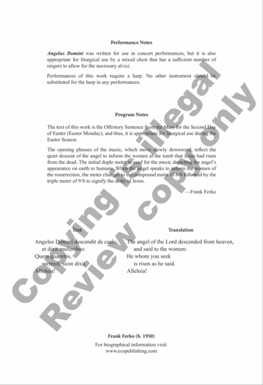 Angelus Domini (Choral Score) 4-Part scores gallery preview page 2