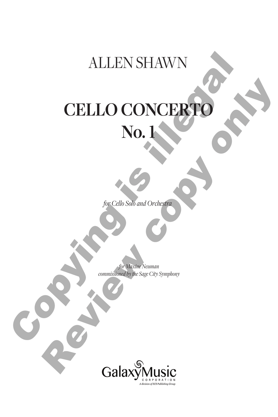 Cello Concerto No. 1 (Additional Full Score) Orchestra scores gallery preview page 2