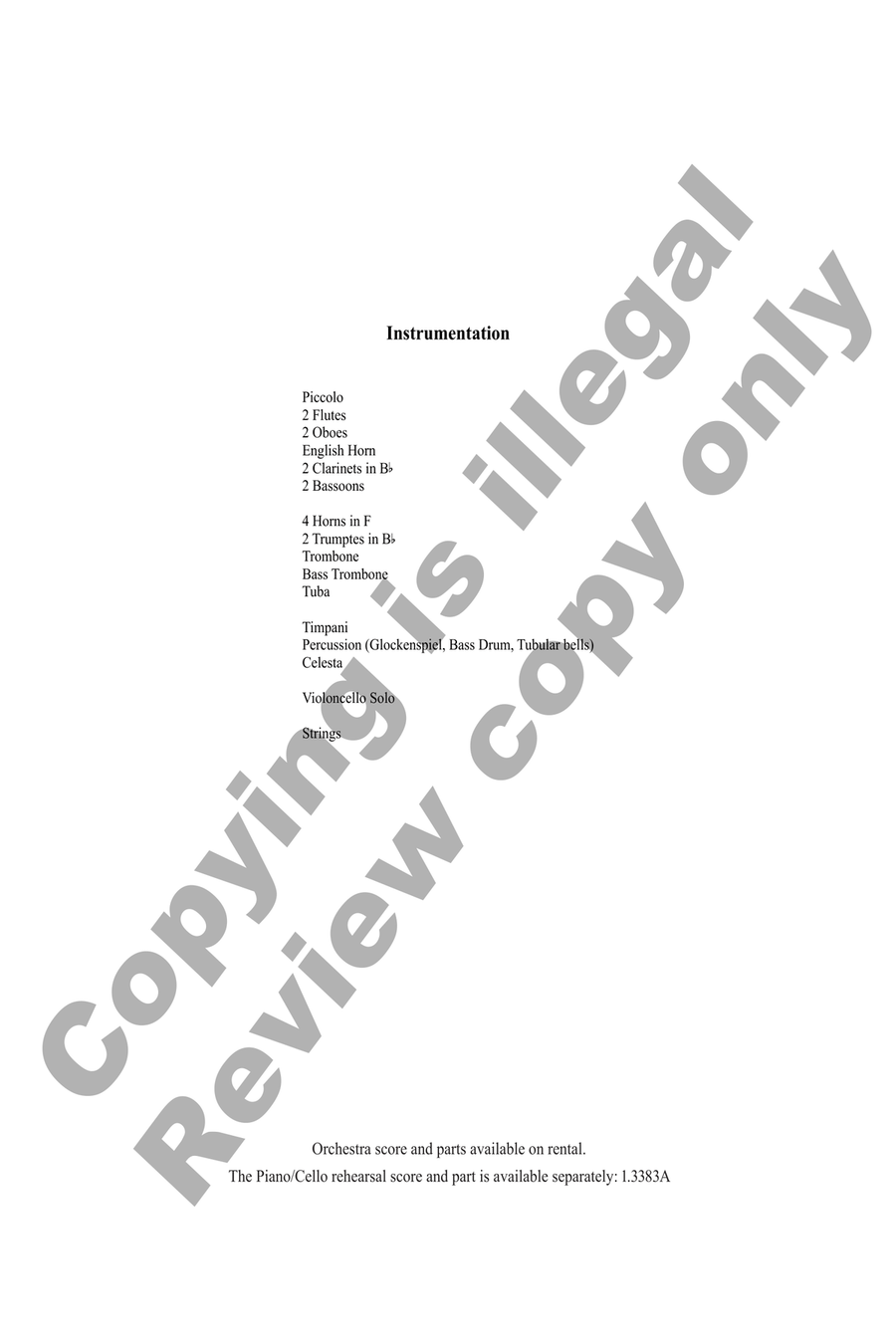 Cello Concerto No. 1 (Additional Full Score) Orchestra scores gallery preview page 3