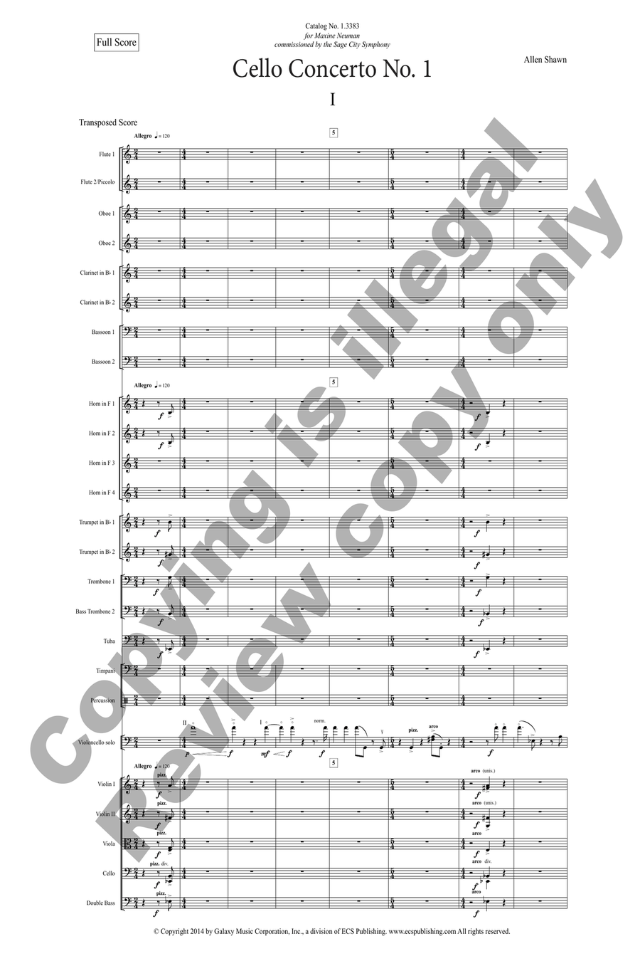 Cello Concerto No. 1 (Additional Full Score) Orchestra scores gallery preview page 4