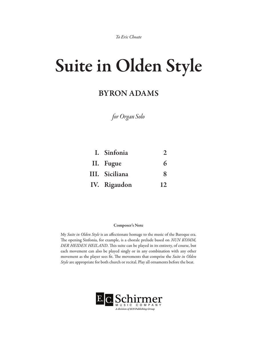 Suite in Olden Style (Downloadable) Organ Solo scores gallery preview page 3