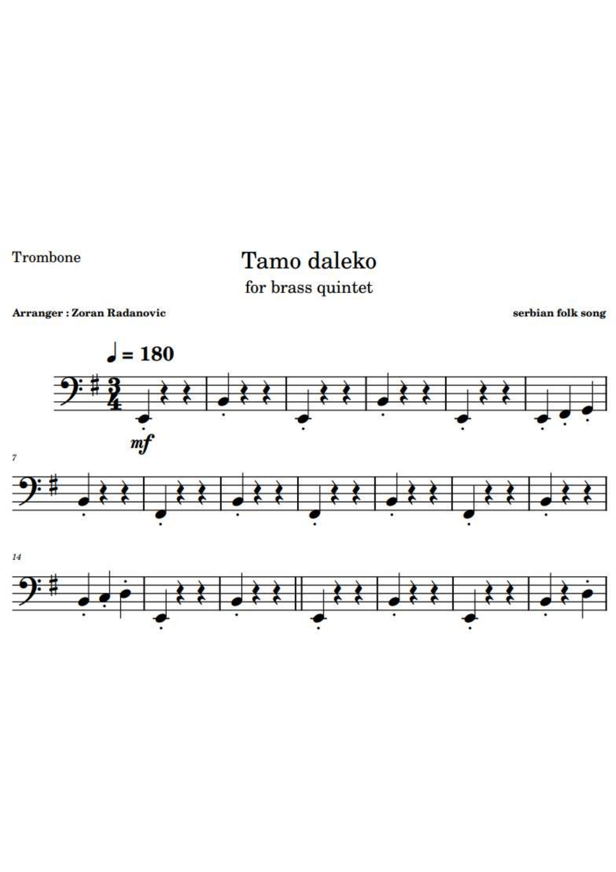 Tamo daleko - for brass quintet Brass Quintet scores gallery preview page 5