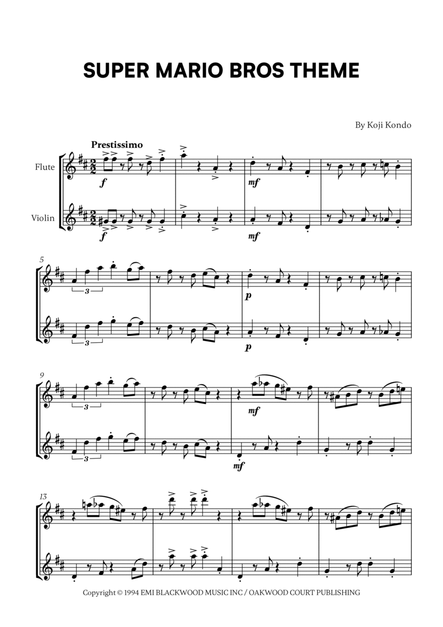 Super Mario Bros Theme Flute scores gallery preview page 1