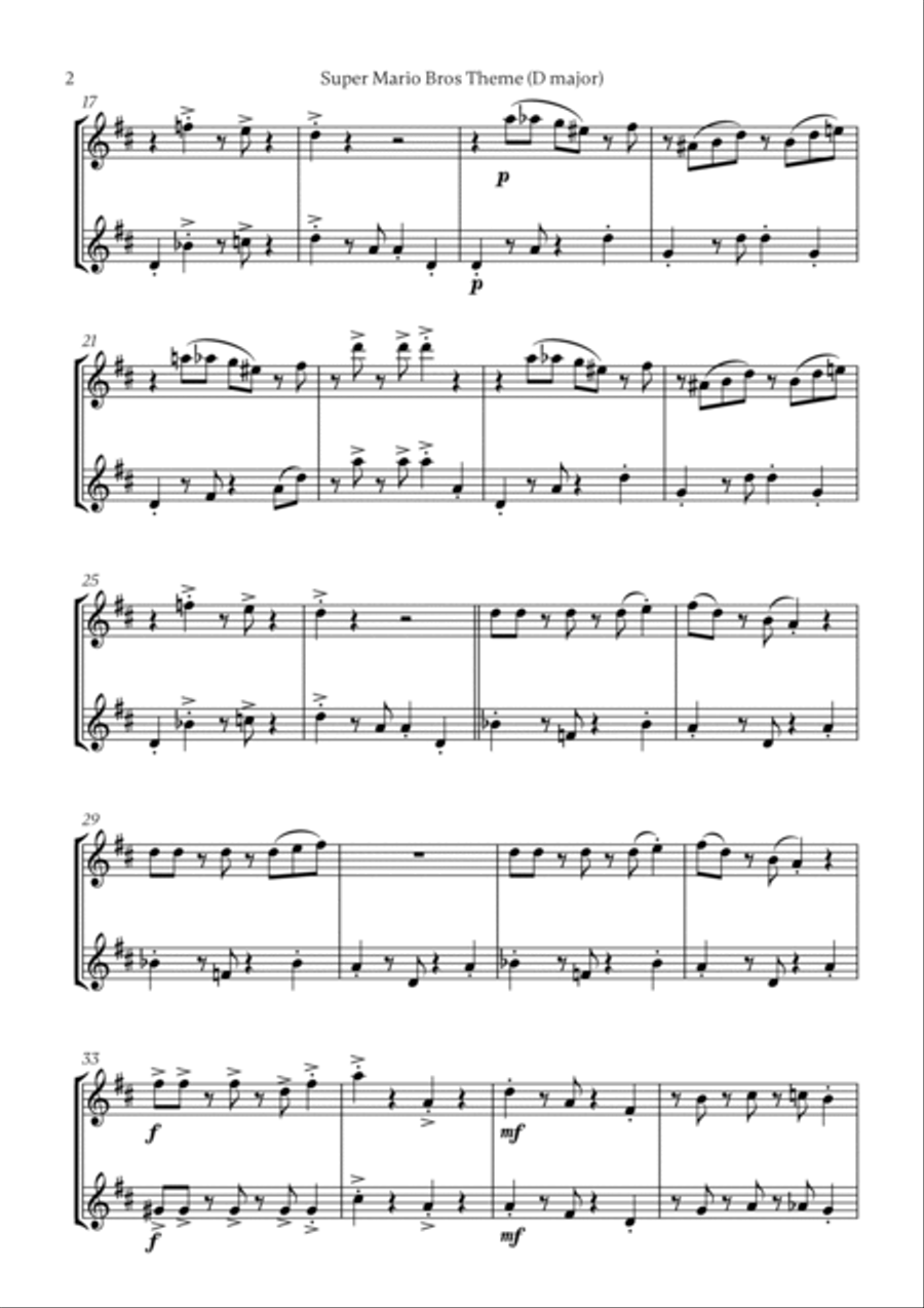 Super Mario Bros Theme Flute scores gallery preview page 2