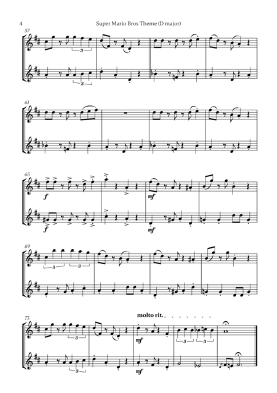 Super Mario Bros Theme Flute scores gallery preview page 4