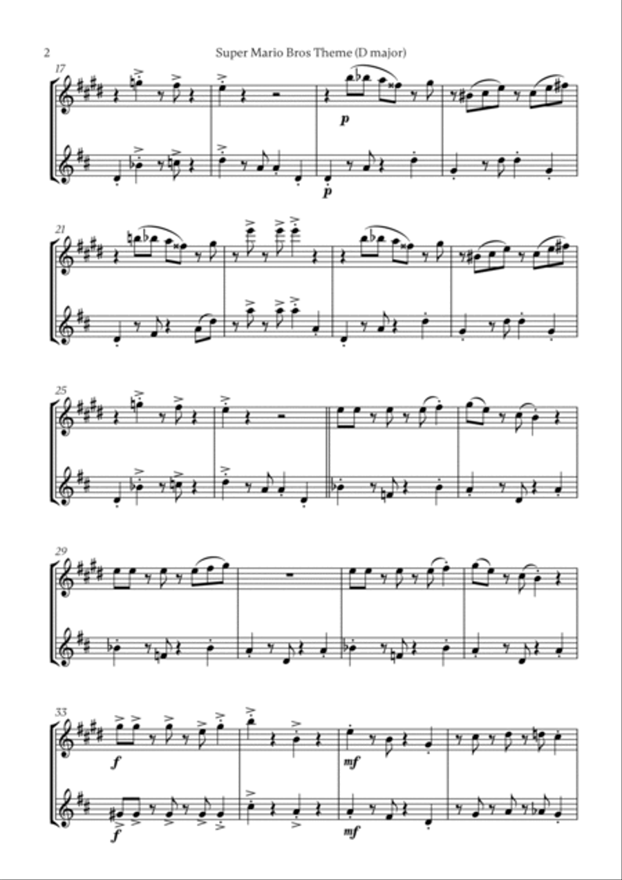 Super Mario Bros Theme Soprano Saxophone scores gallery preview page 2