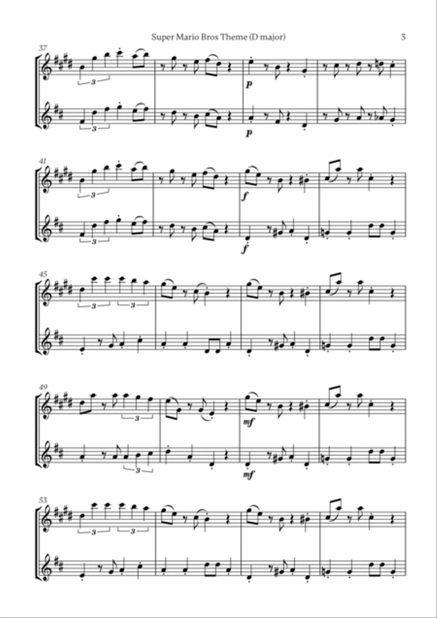 Super Mario Bros Theme Soprano Saxophone scores gallery preview page 3
