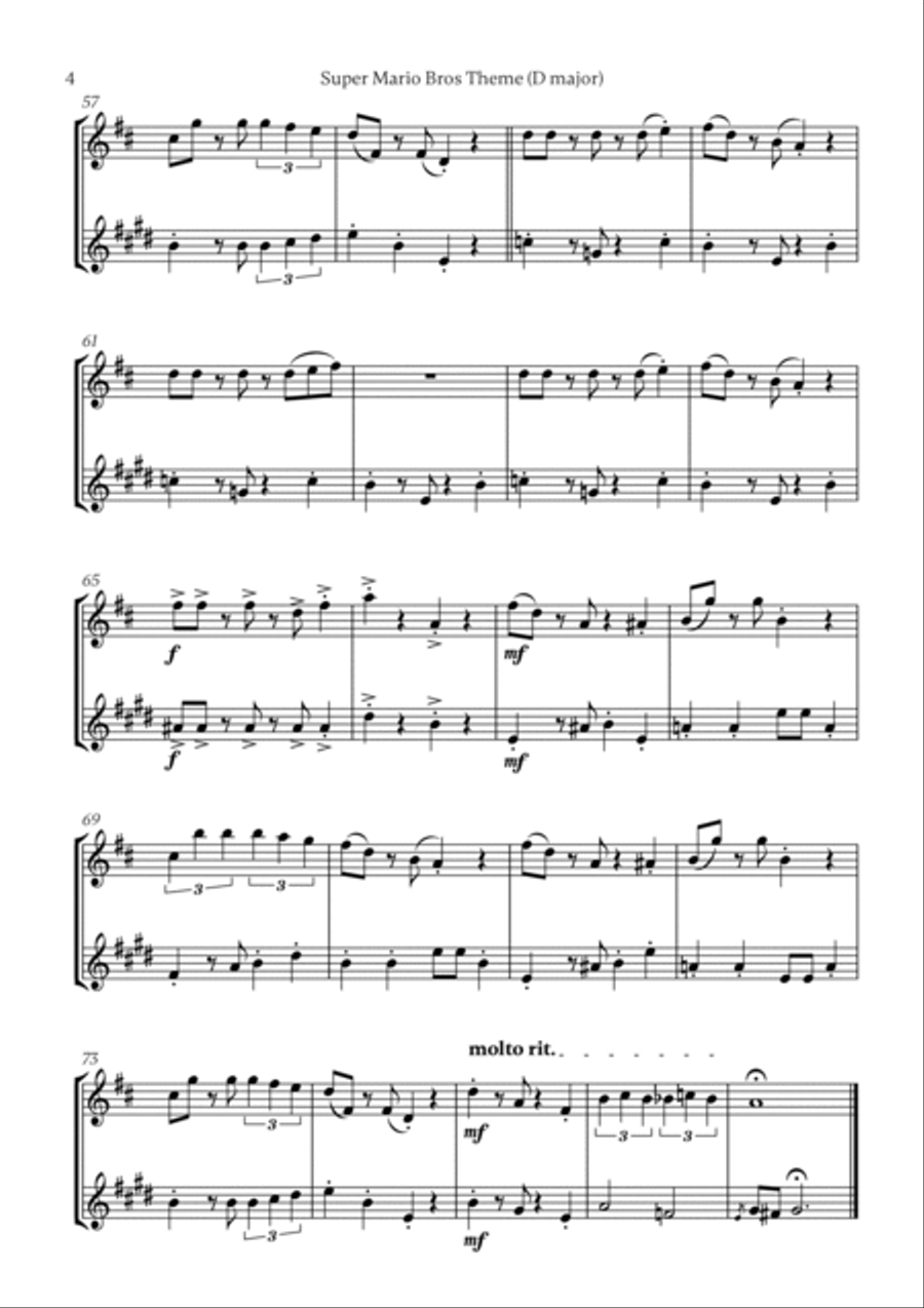 Super Mario Bros Theme Soprano Saxophone scores gallery preview page 4