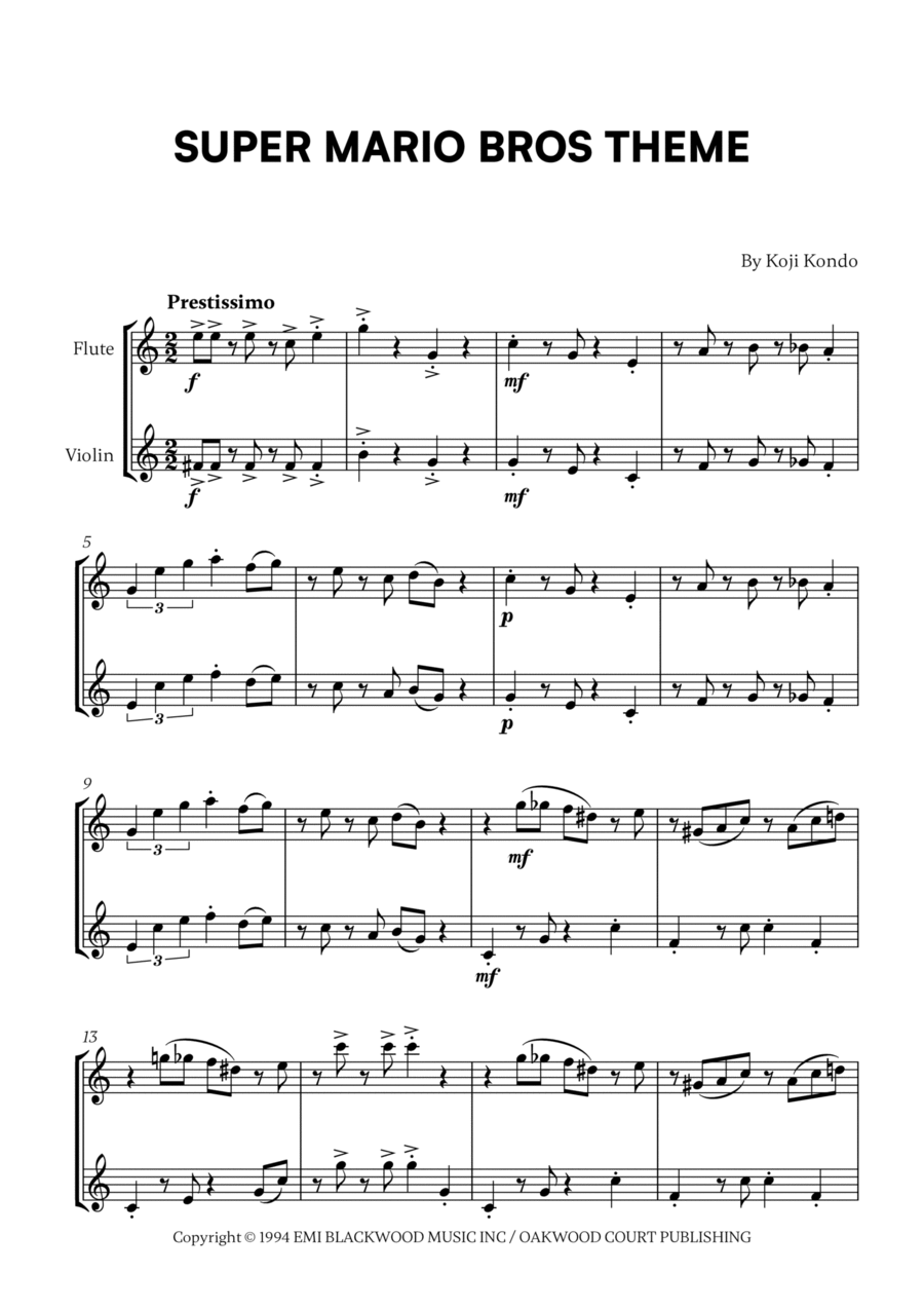 Super Mario Bros Theme Flute scores gallery preview page 1