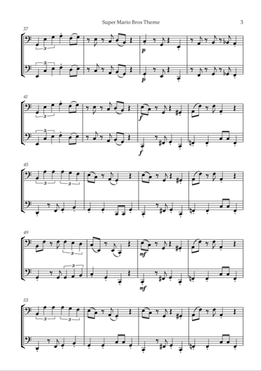 Super Mario Bros Theme Trombone Duet scores gallery preview page 3