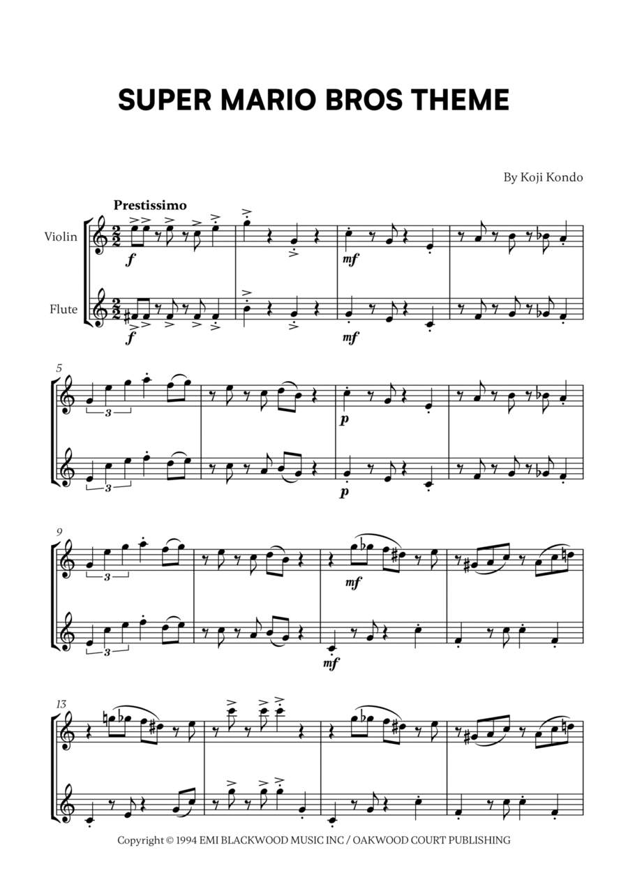 Super Mario Bros Theme Flute scores gallery preview page 1