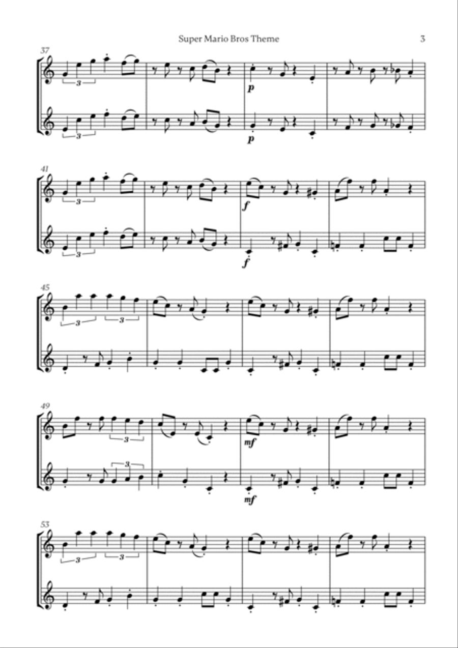 Super Mario Bros Theme Flute scores gallery preview page 3