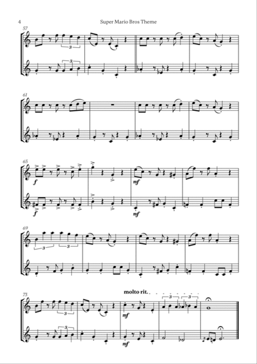 Super Mario Bros Theme Flute scores gallery preview page 4