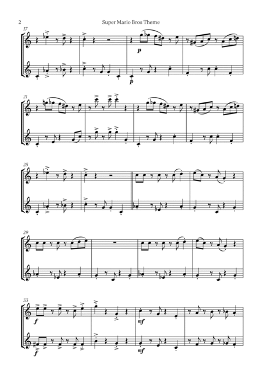 Super Mario Bros Theme String Duet scores gallery preview page 2