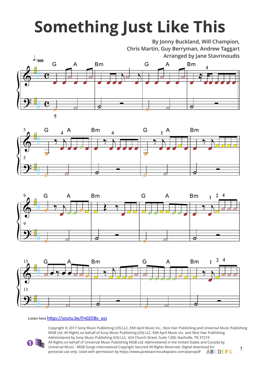 Something Just Like This Easy Piano scores gallery preview page 3