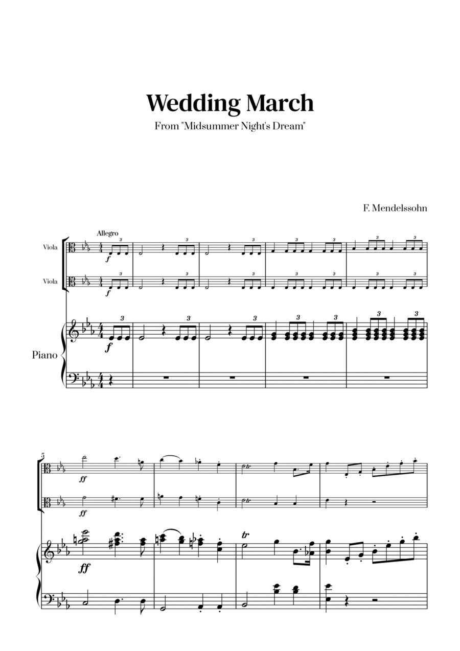 Felix Mendelssohn - Wedding March (E-flat major) (for Viola Duet) String Duet scores gallery preview page 1