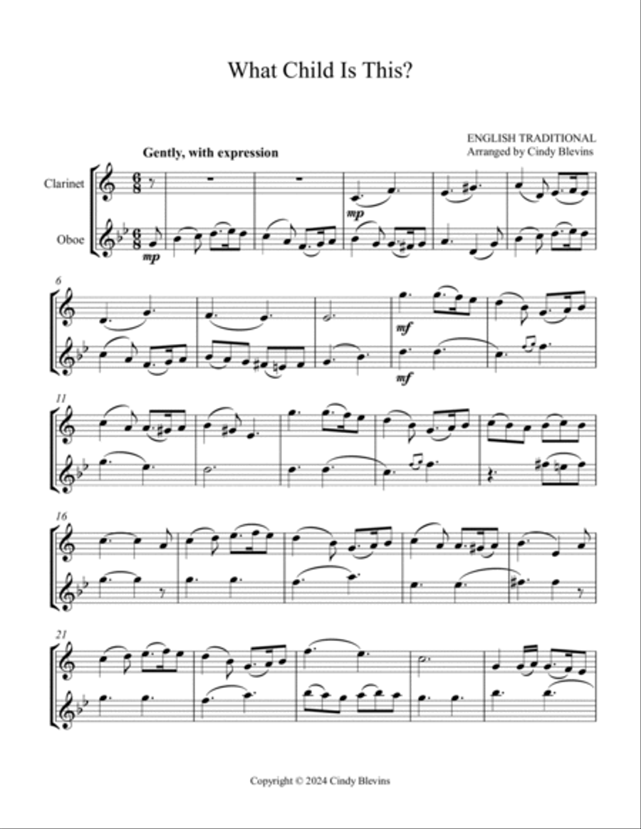What Child Is This? Clarinet and Oboe Woodwind Duet scores gallery preview page 2