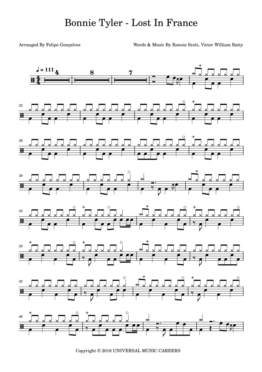 Lost In France Lost In France Drum Set scores gallery preview page 1