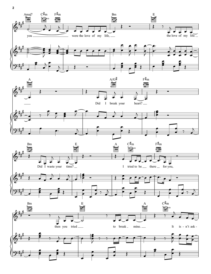 L'AMOUR DE MA VIE Piano, Vocal, Guitar scores gallery preview page 2