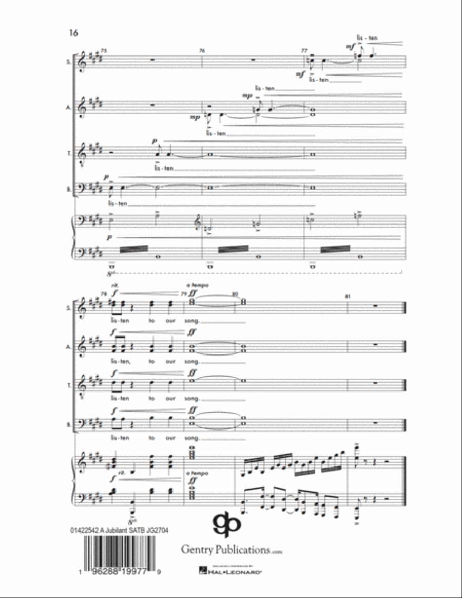 A Jubilant Song A Jubilant Song 4-Part scores gallery preview page 16