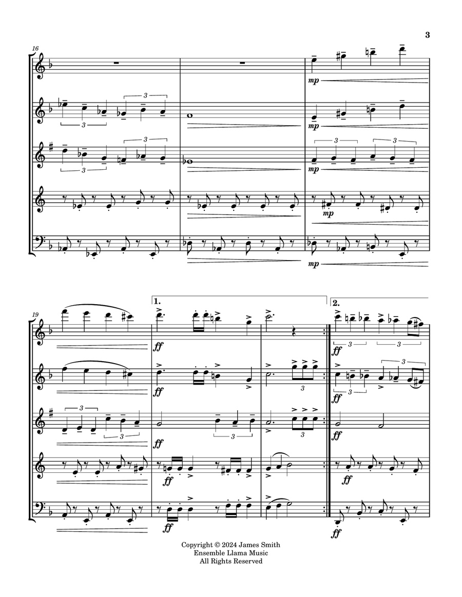 3 And 2 March For Wind Quintet Woodwind Quintet scores gallery preview page 3