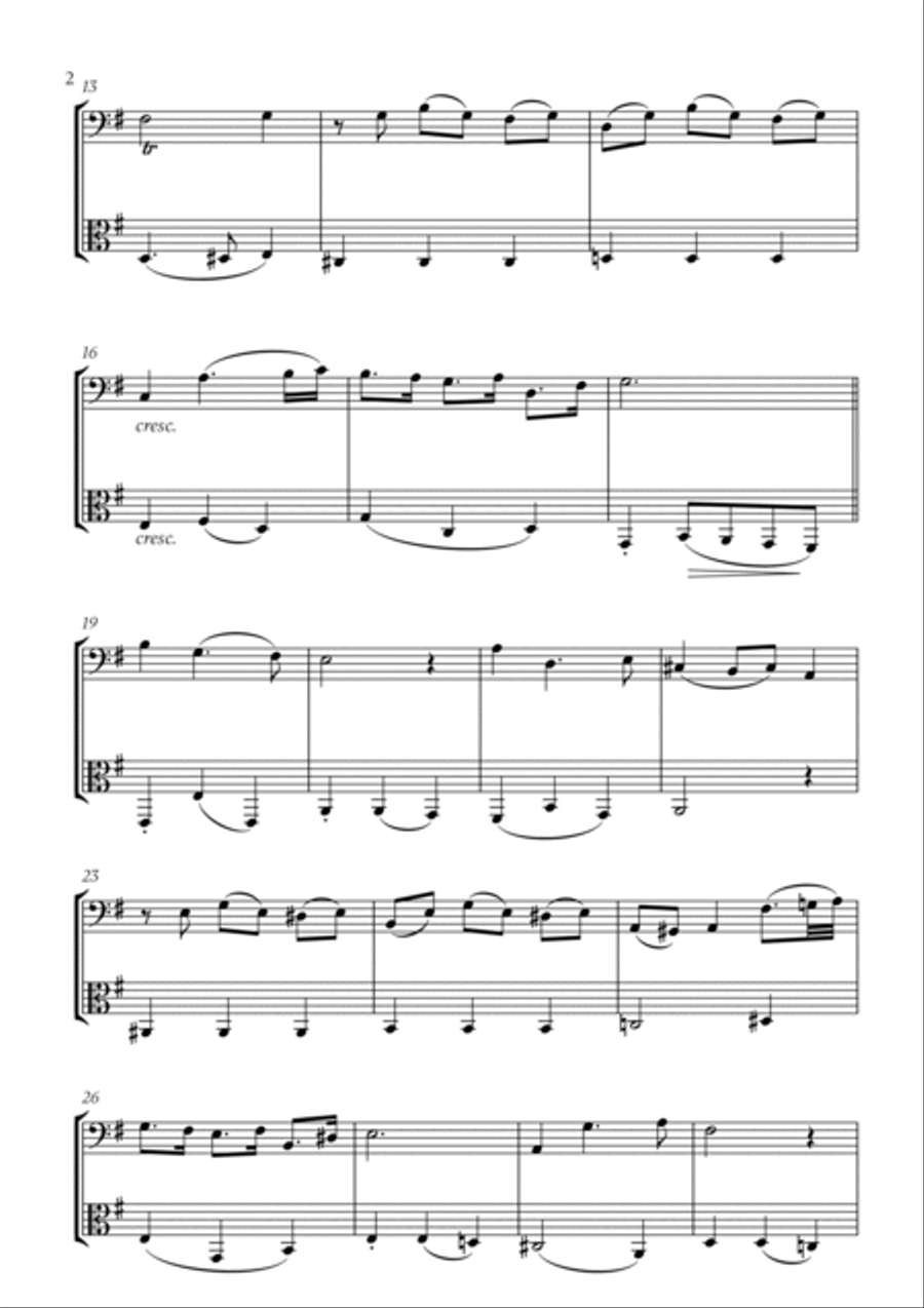 Johann Sebastian Bach - Bist du bei Mir (BWV 508) (G major) (for Cello and Viola) String Duet scores gallery preview page 2