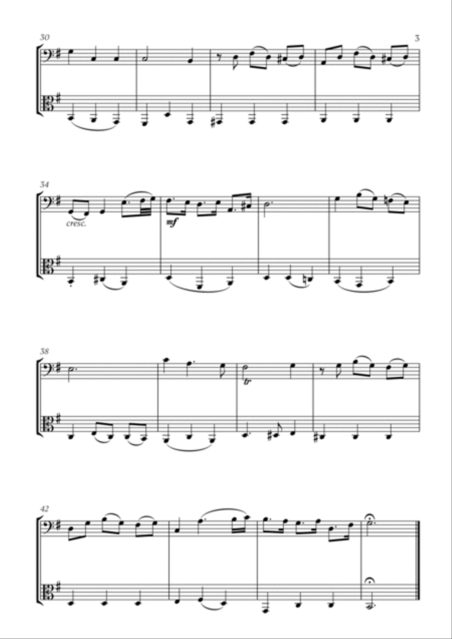 Johann Sebastian Bach - Bist du bei Mir (BWV 508) (G major) (for Cello and Viola) String Duet scores gallery preview page 3